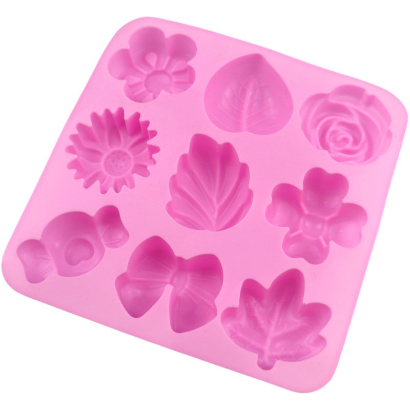 Vedini silicone cake mold 9 even different flowers and plants shaped silicone moon cake mold DIY handmade soap and candle aromatherapy mold JKB-3041 - Image 2