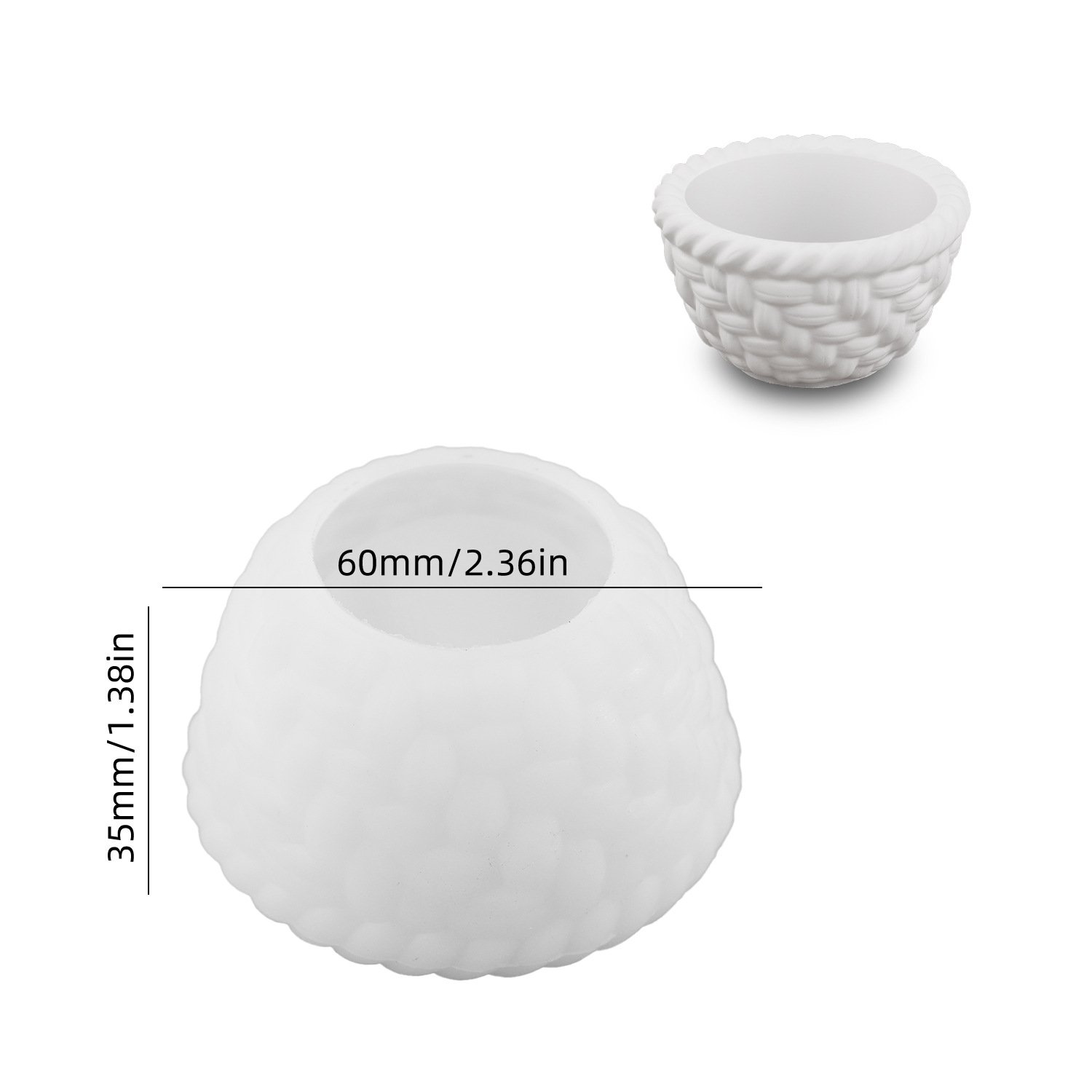 Vedini concrete Cup Pastoral Bamboo Basket Plaster Candle Cup Ornaments Mirror Silicone Mold JKB-3029 - Image 5