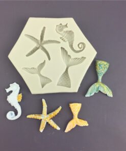 Vedini Small size Fish Tail Silicone Mould Marine Series Hippocampus Starfish Flip Sugar Decorative Tool Chocolate Drop Gum Gypsum JKB-3024