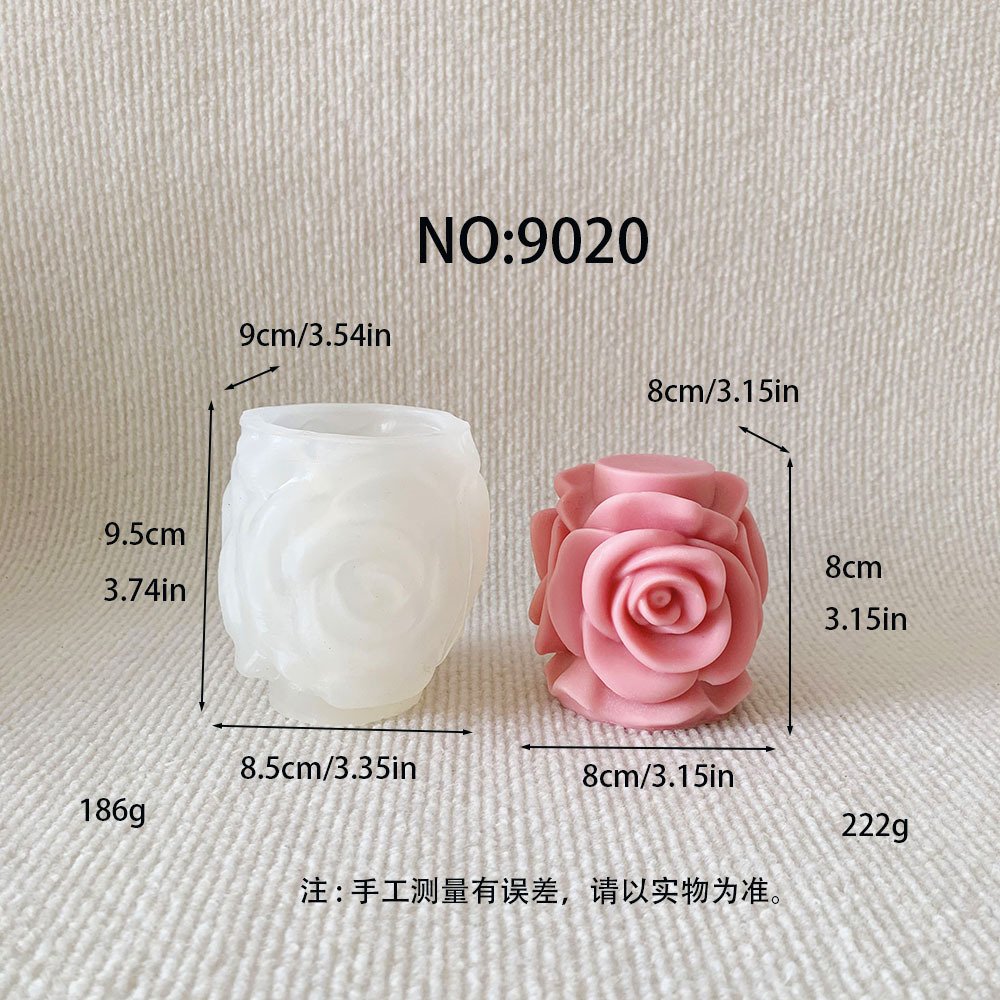 Vedini rose pillar aromatherapy candle silicone mold DIY Valentine's Day flower column fragrance stone hand gift abrasive tool aromatherapy candle silicone mold DIY Valentine's Day flower JKB-3030 - Image 2