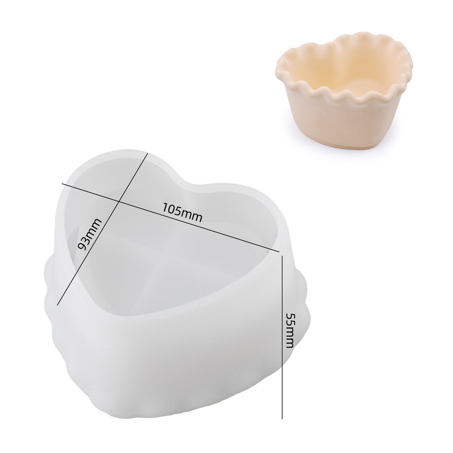 Vedini gypsum cement love wavy lace storage box Cup love dish mirror silicone mold JKB-3028 - Image 4