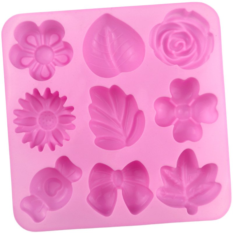 Vedini silicone cake mold 9 even different flowers and plants shaped silicone moon cake mold DIY handmade soap and candle aromatherapy mold JKB-3041 - Image 3