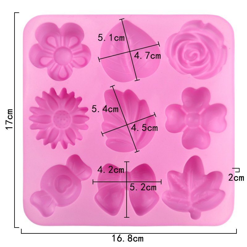 Vedini silicone cake mold 9 even different flowers and plants shaped silicone moon cake mold DIY handmade soap and candle aromatherapy mold JKB-3041 - Image 4