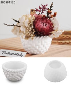 Vedini concrete Cup Pastoral Bamboo Basket Plaster Candle Cup Ornaments Mirror Silicone Mold JKB-3029