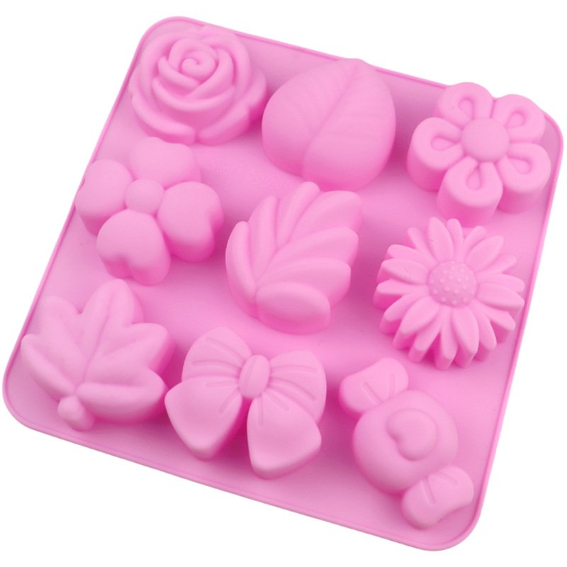 Vedini silicone cake mold 9 even different flowers and plants shaped silicone moon cake mold DIY handmade soap and candle aromatherapy mold JKB-3041