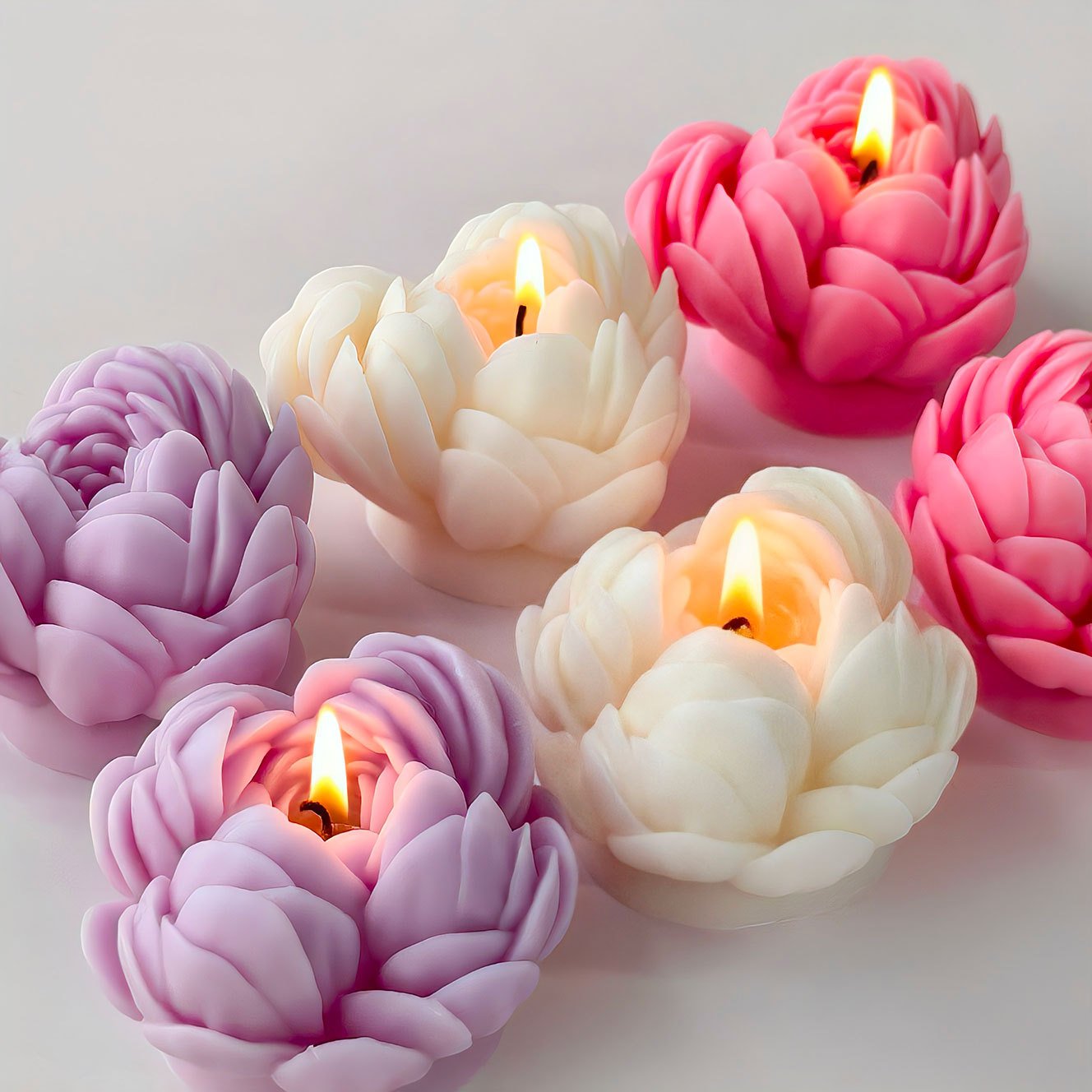 Vedini Peony Flower Candle Silicone Mold DIY Peony Flower Handmade Soap Diffuser Stone Aroma Mold JKB-3074 - Image 5