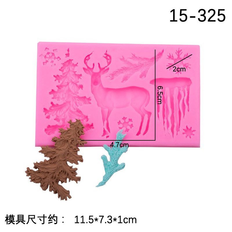 Vedini Christmas Tree Pine Tree Christmas elk snowflake fondant silicone mold Christmas chocolate cake mold JKB-3049 - Image 3