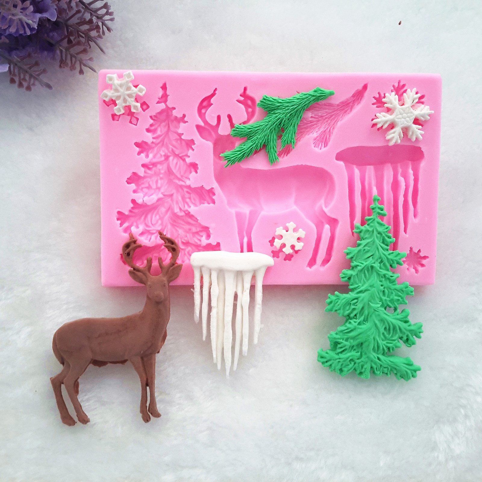 Vedini Christmas Tree Pine Tree Christmas elk snowflake fondant silicone mold Christmas chocolate cake mold JKB-3049 - Image 4