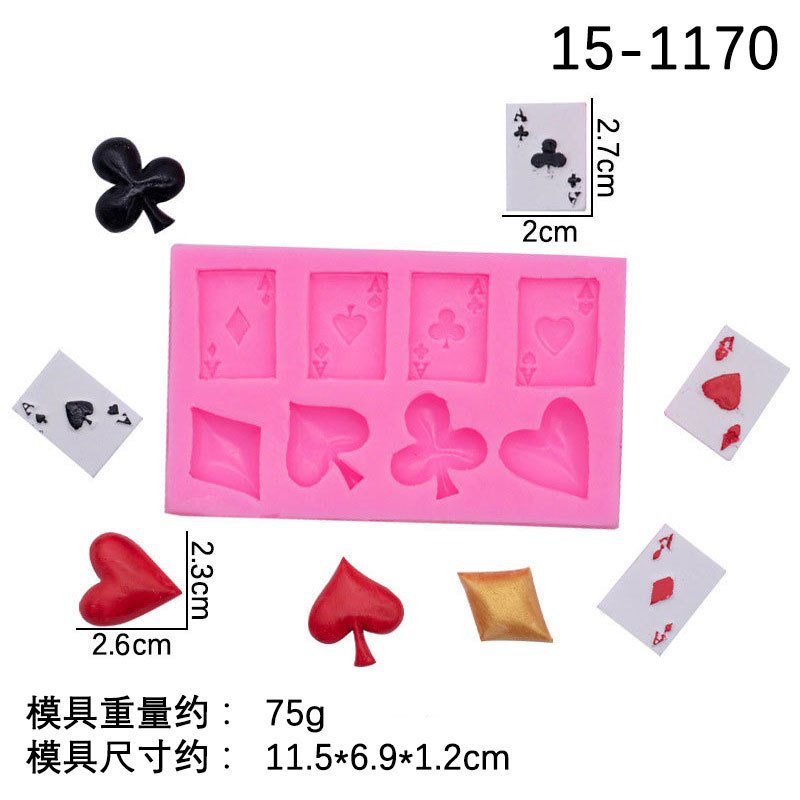 Vedini Poker Playing Card Modeling Silicone Mold Square Peach Heart Baking Decorative Mold JKB-3083 - Image 3