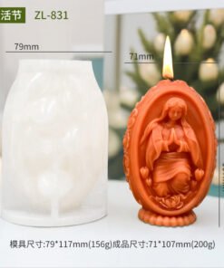Alternative view of Vedini Easter Egg Mary Candle Silicone Mold JKB-3089