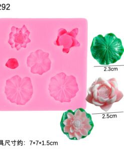 Vedini Lotus Leaf with lotus flower Mold Fondant Baking Cake Tool Food-Grade Silicone Handmade Resin Candle Mold JKb-3084