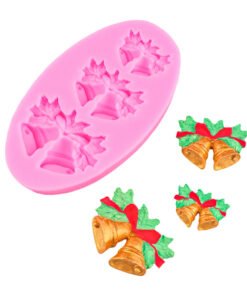 Vedini Christmas Bell Flip Sugar Chocolate Fudge Cake Baking Decoration Silicone Mold Holly Baking Clay Drops JKB -3052