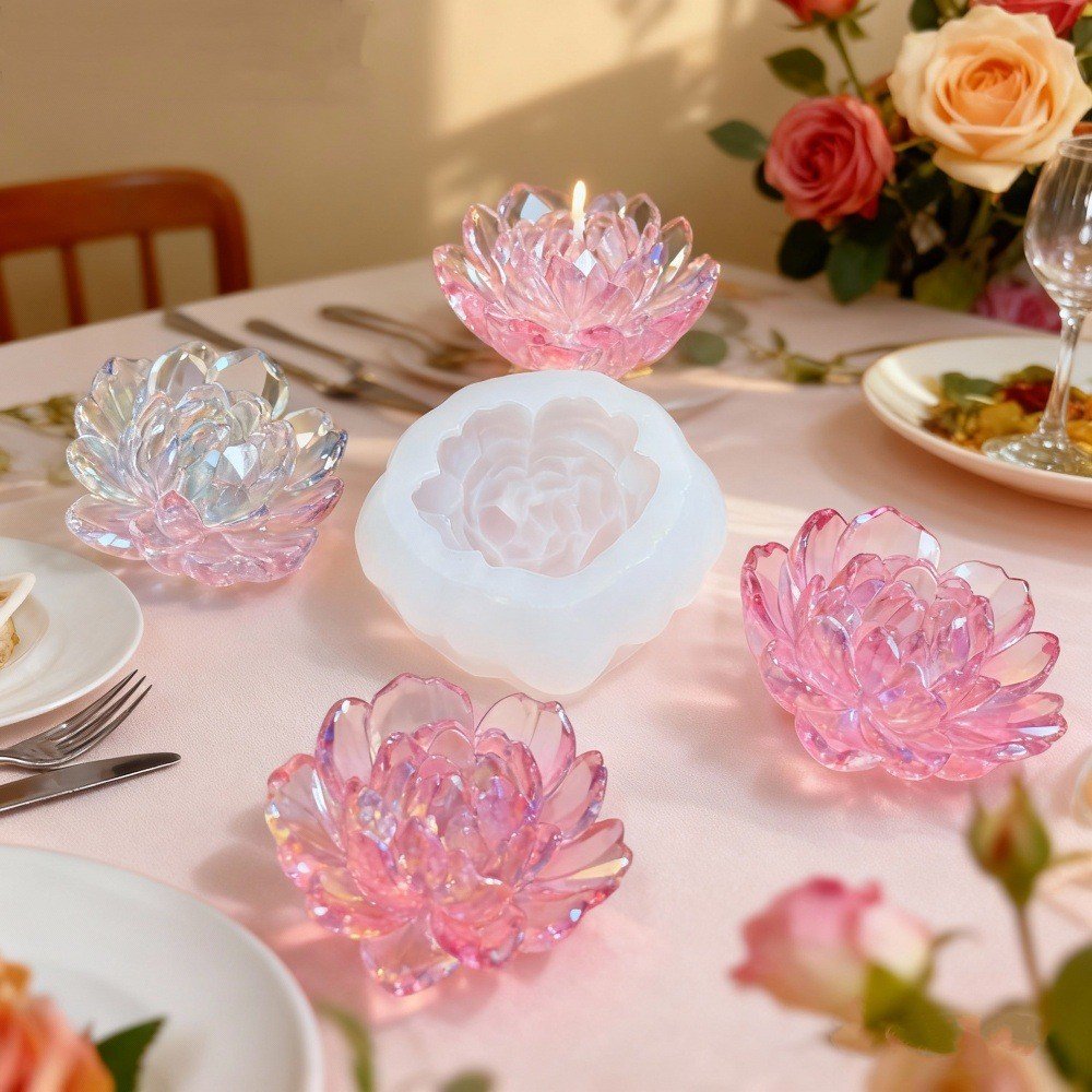 Vedini Heart Peony Flower Candle Silicone Mold Succulent Flower Peony Fondant Cake Mold JKB-3070 - Image 2