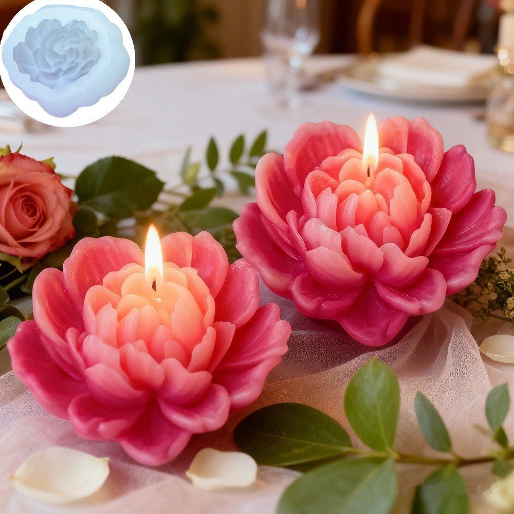 Vedini Heart Peony Flower Candle Silicone Mold Succulent Flower Peony Fondant Cake Mold JKB-3070 - Image 3