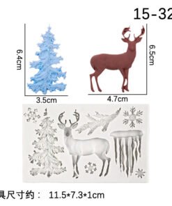Alternative view of Vedini Christmas Tree Pine Tree Christmas elk snowflake fondant silicone mold Christmas  chocolate cake mold JKB-3049