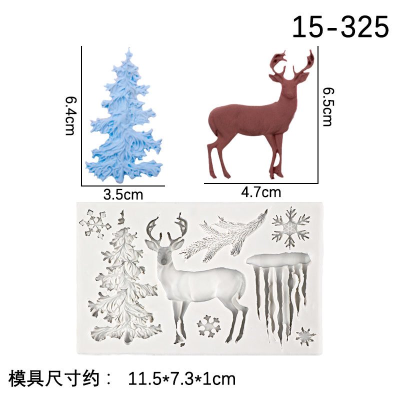 Vedini Christmas Tree Pine Tree Christmas elk snowflake fondant silicone mold Christmas chocolate cake mold JKB-3049 - Image 2