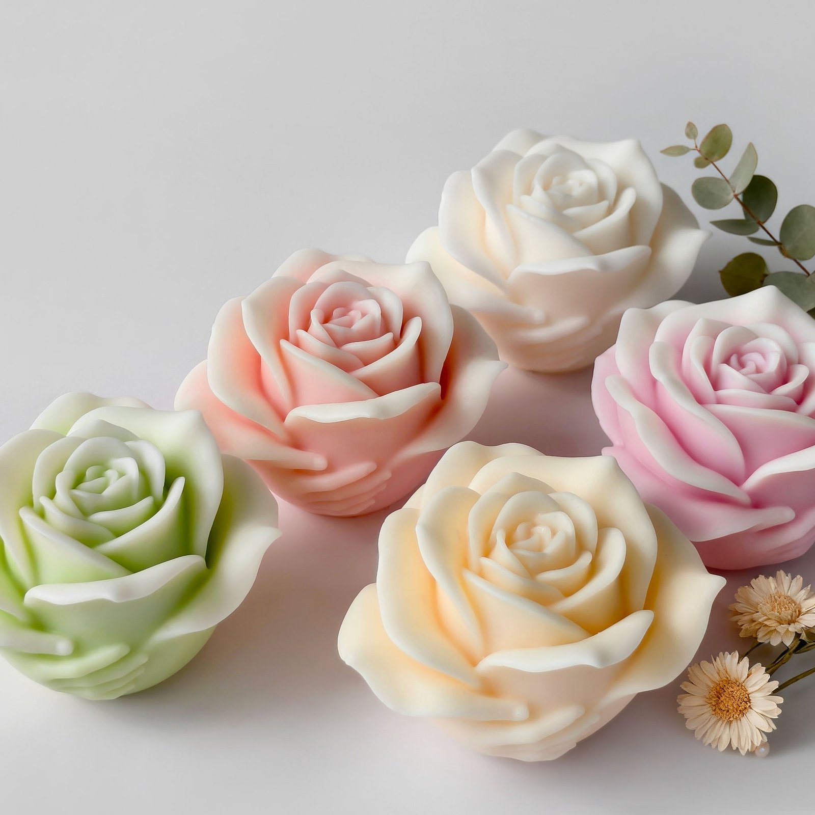 Vedini Valentine rose candle silicone mold for aromatherapy and DIY flower crafts JKB-5061