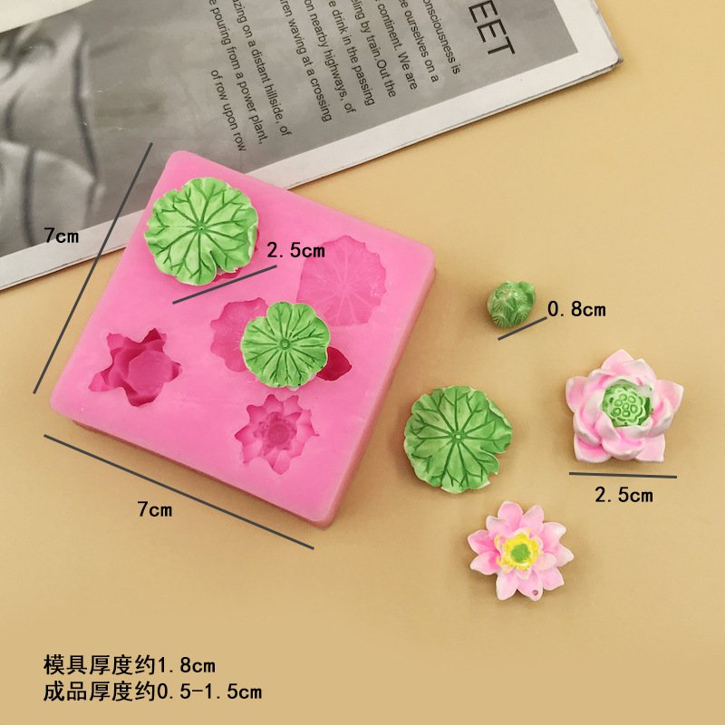 Vedini Lotus Leaf with lotus flower Mold Fondant Baking Cake Tool Food-Grade Silicone Handmade Resin Candle Mold JKb-3084 - Image 4