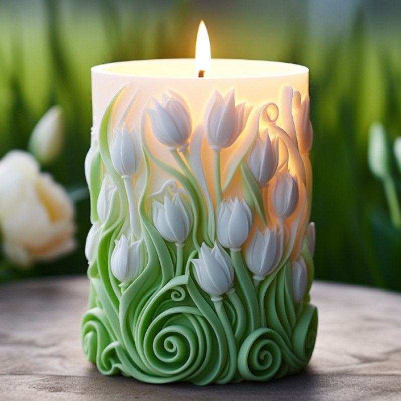 Vedini tulip pillar candle silicone mold for candle making soap and resin crafts