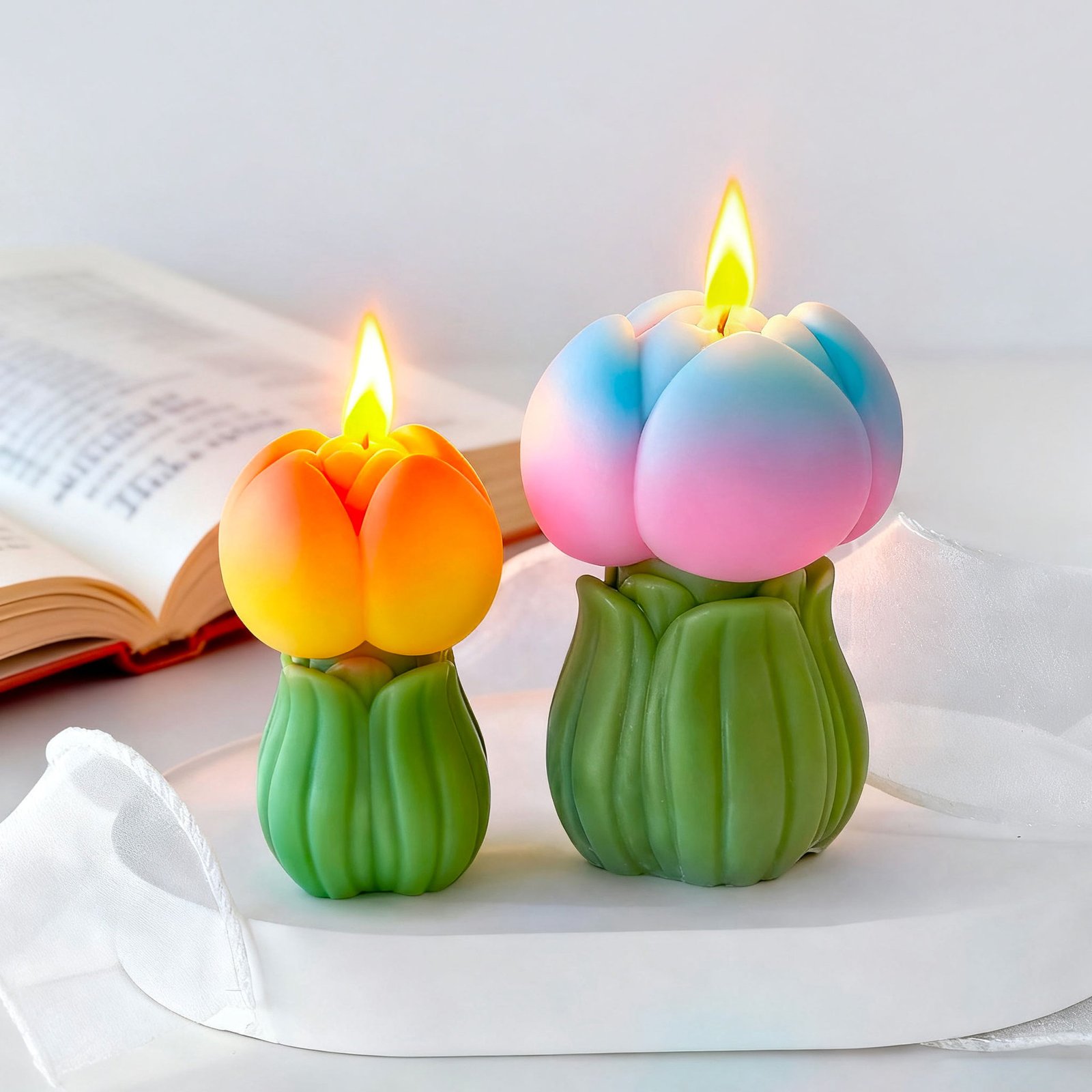 Vedini Tulip candle silicone mold, Valentine's Day DIY gift, 3D flower scented plaster ornament, epoxy resin mold JKb-3062 - Image 2