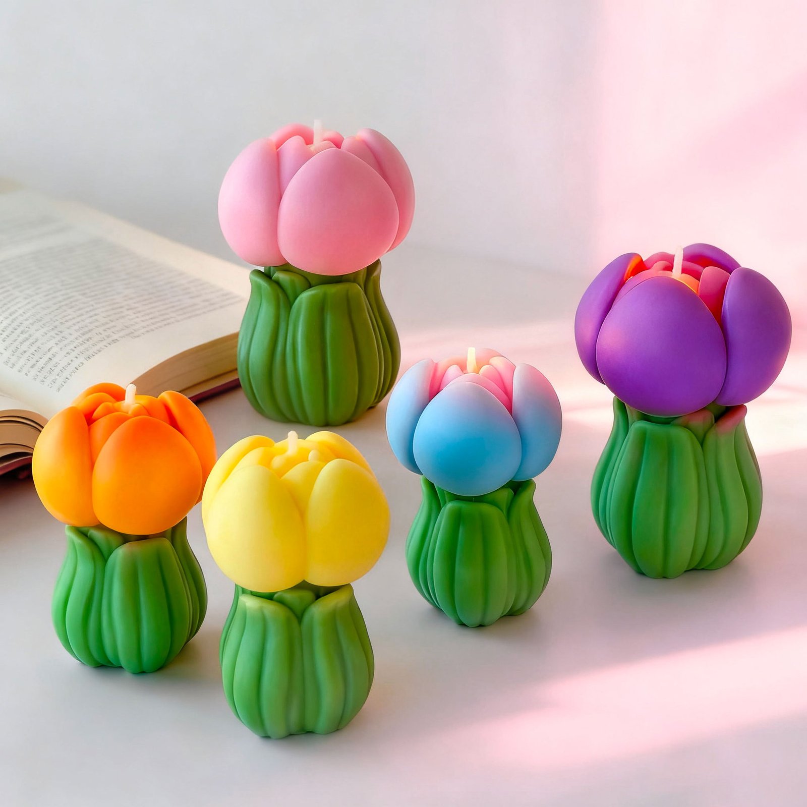 Vedini Tulip candle silicone mold, Valentine's Day DIY gift, 3D flower scented plaster ornament, epoxy resin mold JKb-3062 - Image 3