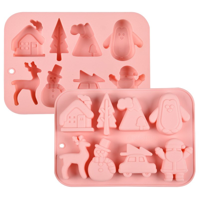 Vedini Christmas tree snowman car fawn house 8 Cavity silicone cake mold cake mold baking dry mold JKB-3056 - Image 4