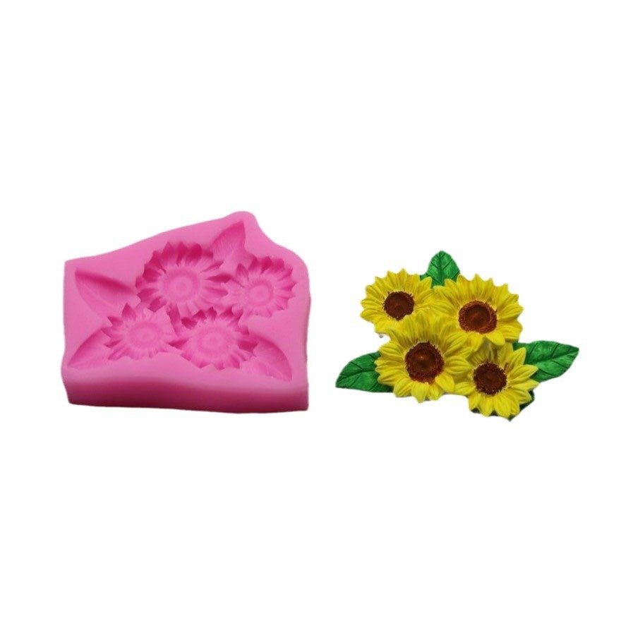 Vedini Sunflower bunch with leaf shape silicone mold for chocolate mousse cake candle flower decoration JKB-3082