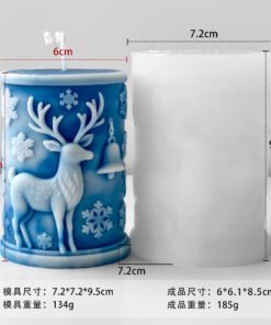 Vedini Christmas Decoration 3D Reindeer Cylinder Silicone Mold for Candle, Resin & Craft | JKB-3076