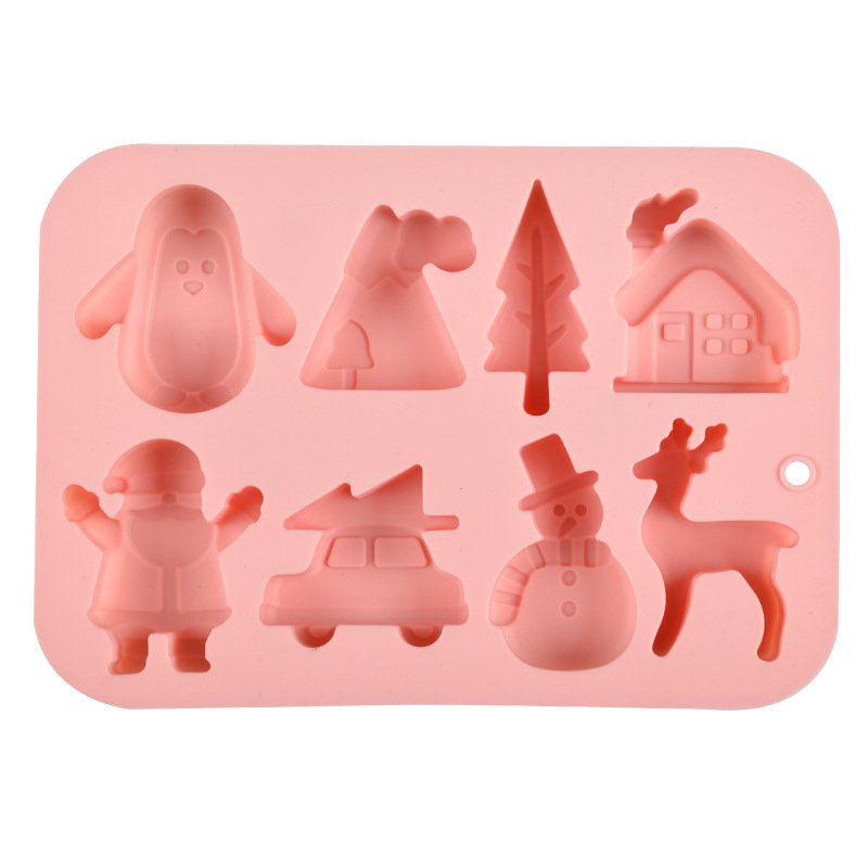 Vedini Christmas tree snowman car fawn house 8 Cavity silicone cake mold cake mold baking dry mold JKB-3056 - Image 5