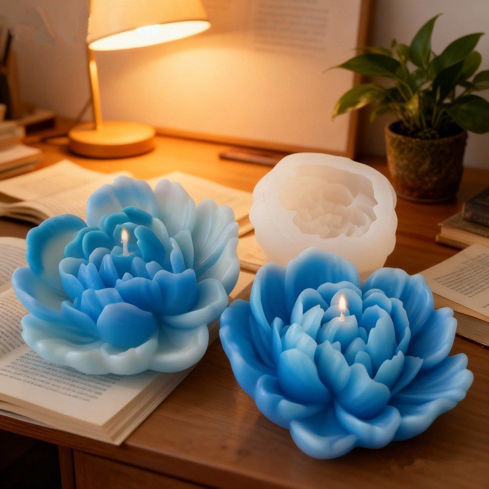 Vedini Heart Peony Flower Candle Silicone Mold Succulent Flower Peony Fondant Cake Mold JKB-3070 - Image 7