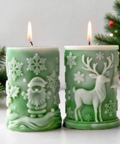 Alternative view of Vedini Christmas Decoration 3D Reindeer Cylinder Silicone Mold for Candle, Resin & Craft | JKB-3076