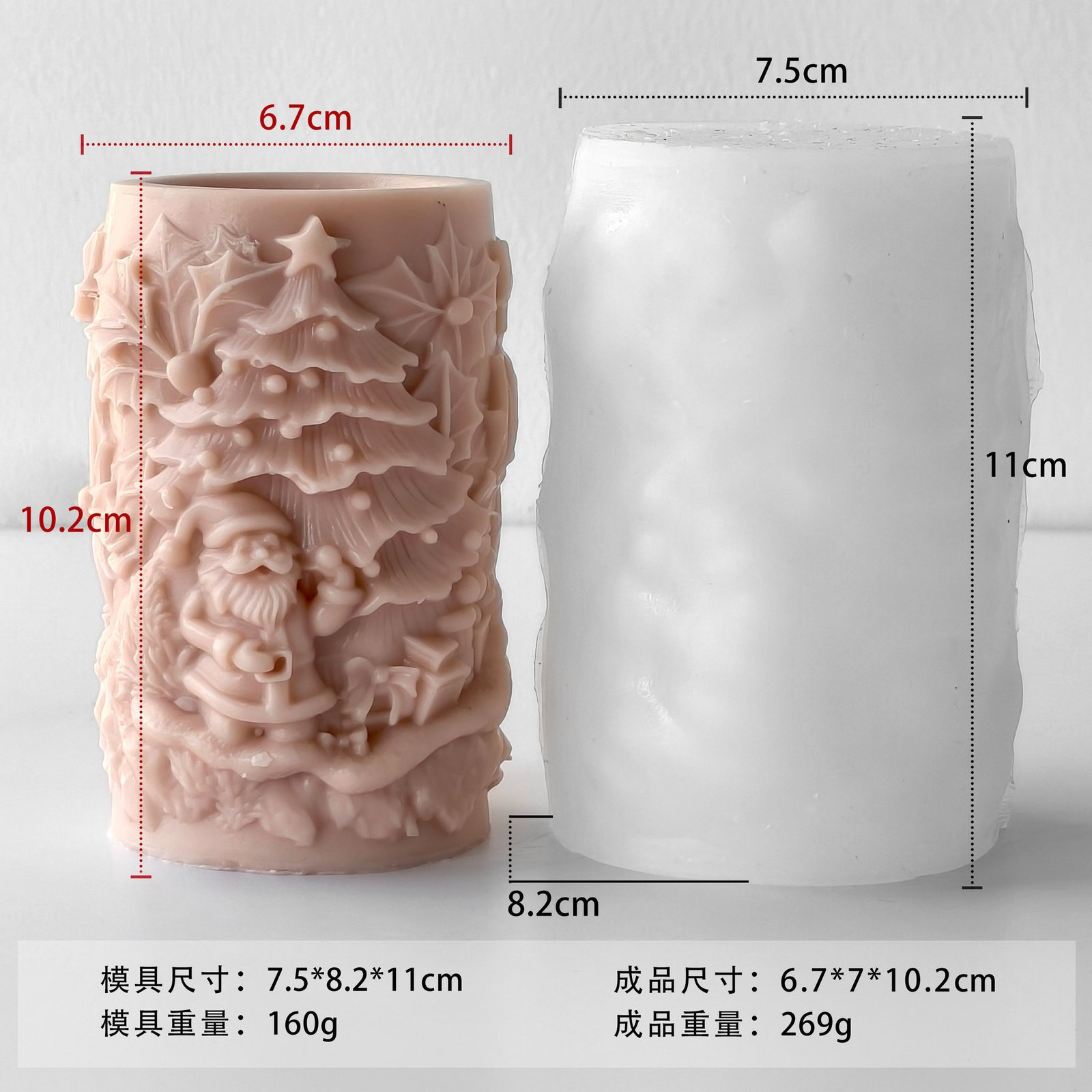 Vedini Christmas series santa pillar candle silicone molds, Santa Claus gift plaster ornaments silicone molds JKB-3090 - Image 2