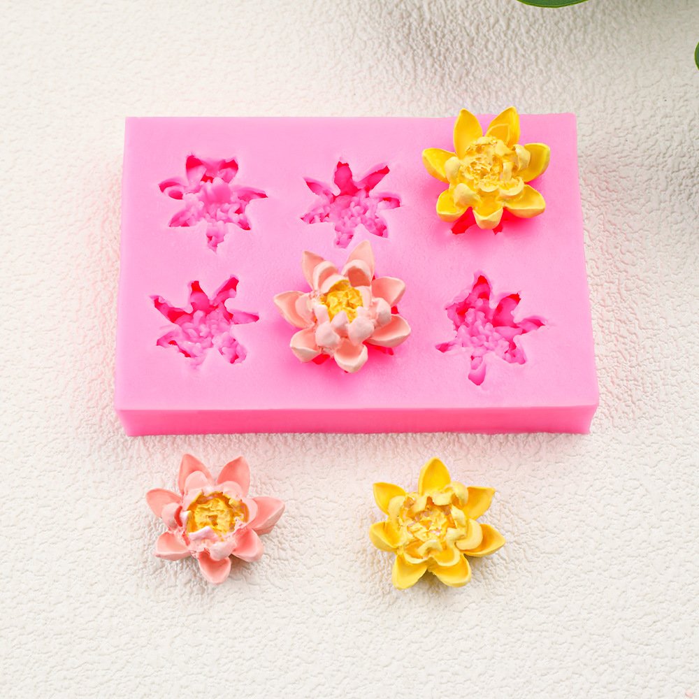Vedini Six Consecutive Lotus Silicone Molds Mini Lotus Creative Candle mold JKB-3081