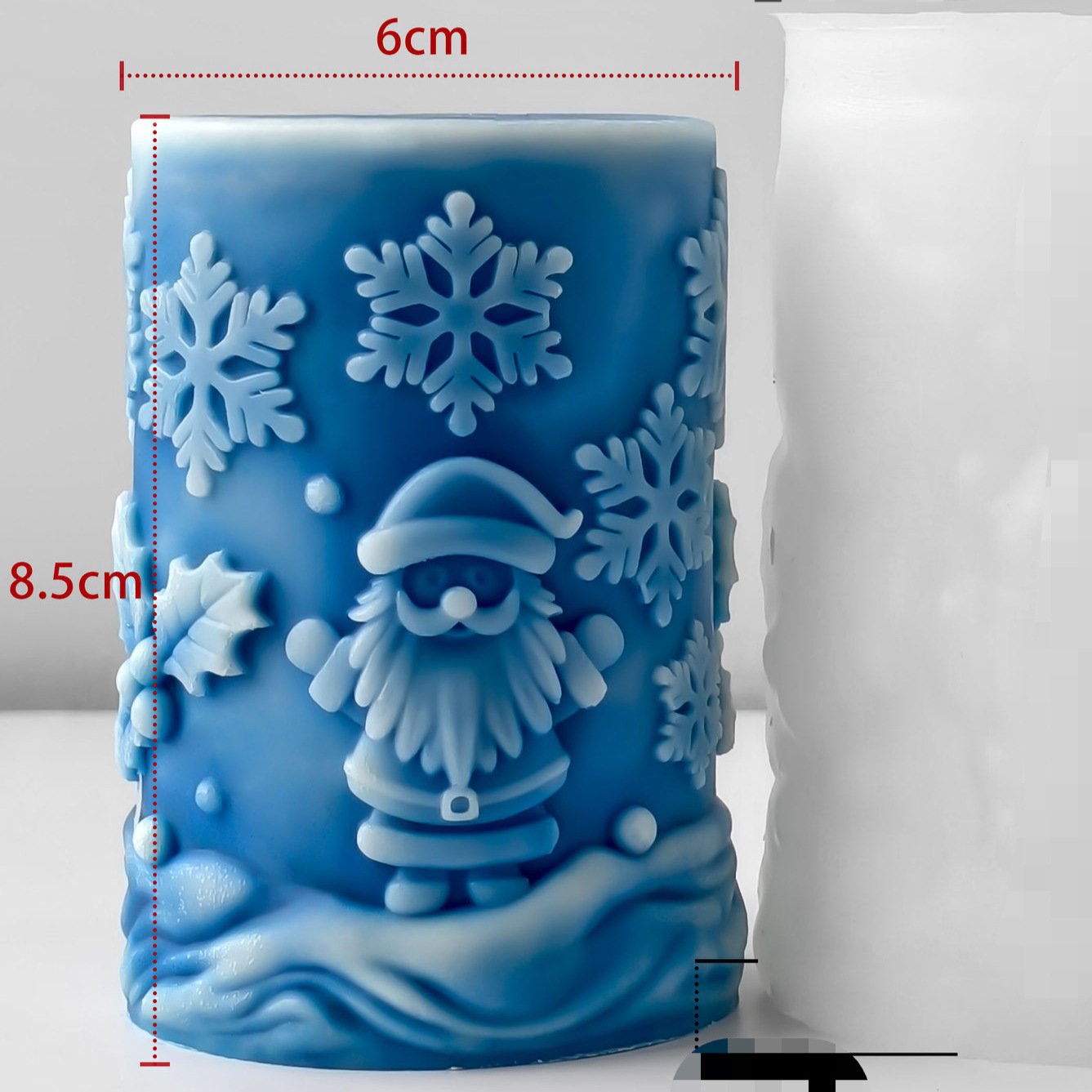 Vedini Christmas 3D Santa and snowflakes cylinder silicone mold for candle and resin decor JKB-3075