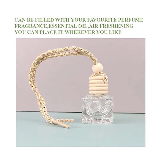 Vedini Hanging Diffuser Empty Bottle for car rearview mirror ,home/kitchen/small closet places, Car Air Freshener Perfume Pod Refillable Glass Diffuser Aroma therapy car perfume Decor|