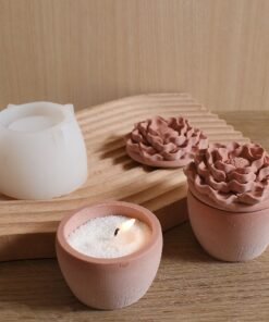 Alternative view of Vedini Round Flower Storage Jar Peony Candle Cup Silicone Mold JKB-3105