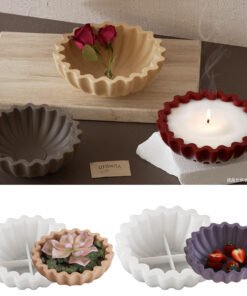 Alternative view of Vedini Wavy Lace Plate Small Round Candle Storage Bowl Silicone Mold JKB-3091