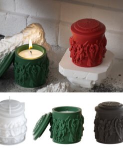 Vedini Concrete European angel statue storage jar plaster relief figure candle cup silicone mold JKB-3019