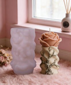 Alternative view of Vedini Valentine's Rose Pillar Candle Silicone Mold DIY Artistic Valentine Rose Ornament Three-Dimensional Flower Bud Mold JKB-3096