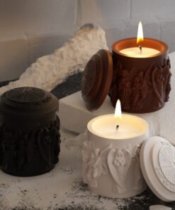 Alternative view of Vedini Concrete European angel statue storage jar plaster relief figure candle cup silicone mold JKB-3119