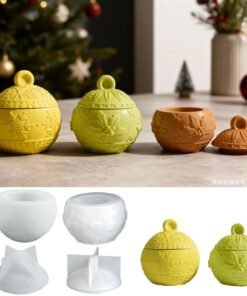 Vedini Concrete Embossed Berry Christmas Snowflake Storage Jar Silicone Mold JKB-3103