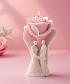 Alternative view of Vedini Valentine's Wedding Couple Rose Valentine Candle Mold-JKB-3097