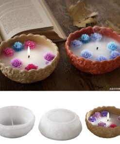 Vedini Concrete Candle Bowl Rose Flower Pattern Storage Bowl Silicone Mold JKB-3121
