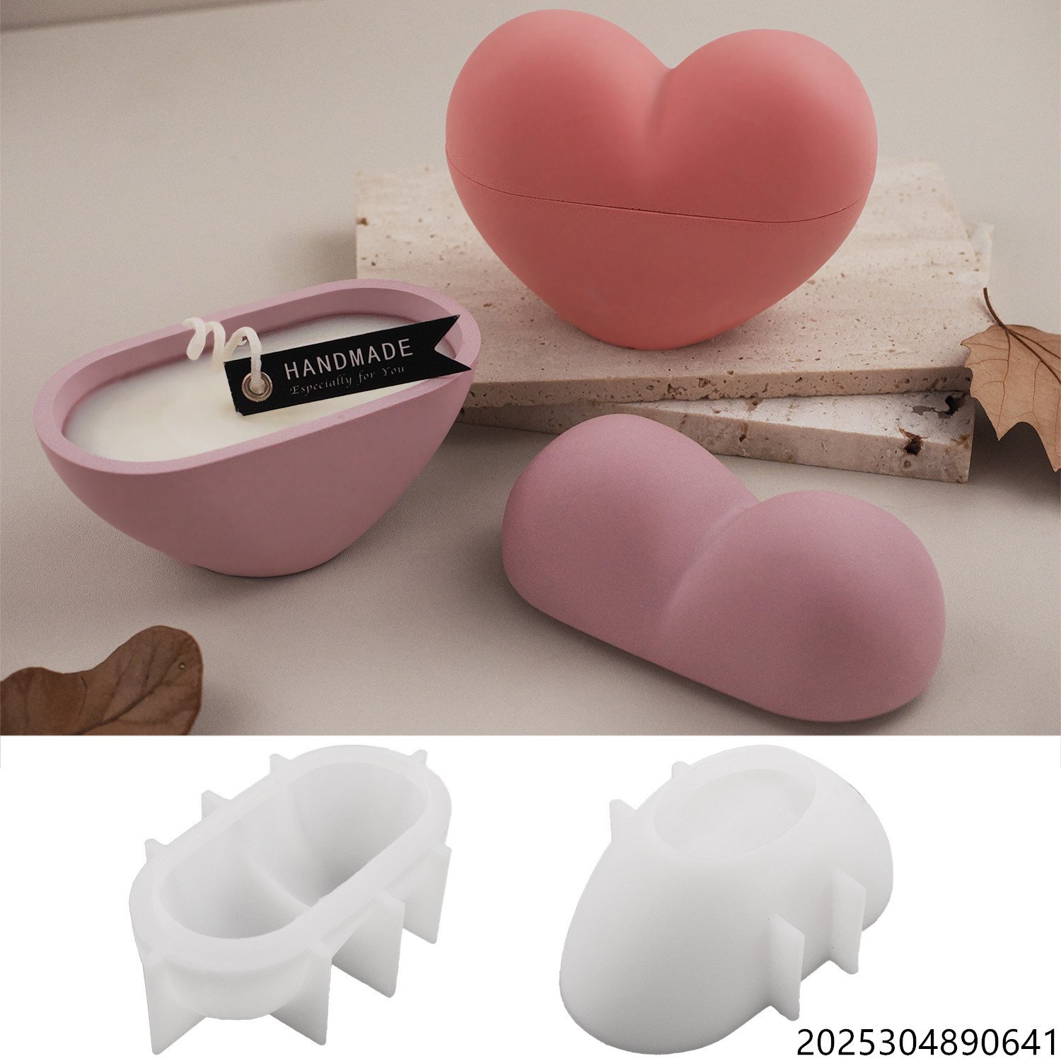 Vedini Concrete Puffy Heart Cup Aromatherapy Candle Cup Plaster Storage Jar Mirror Silicone Mold JKB-3092 - Image 3