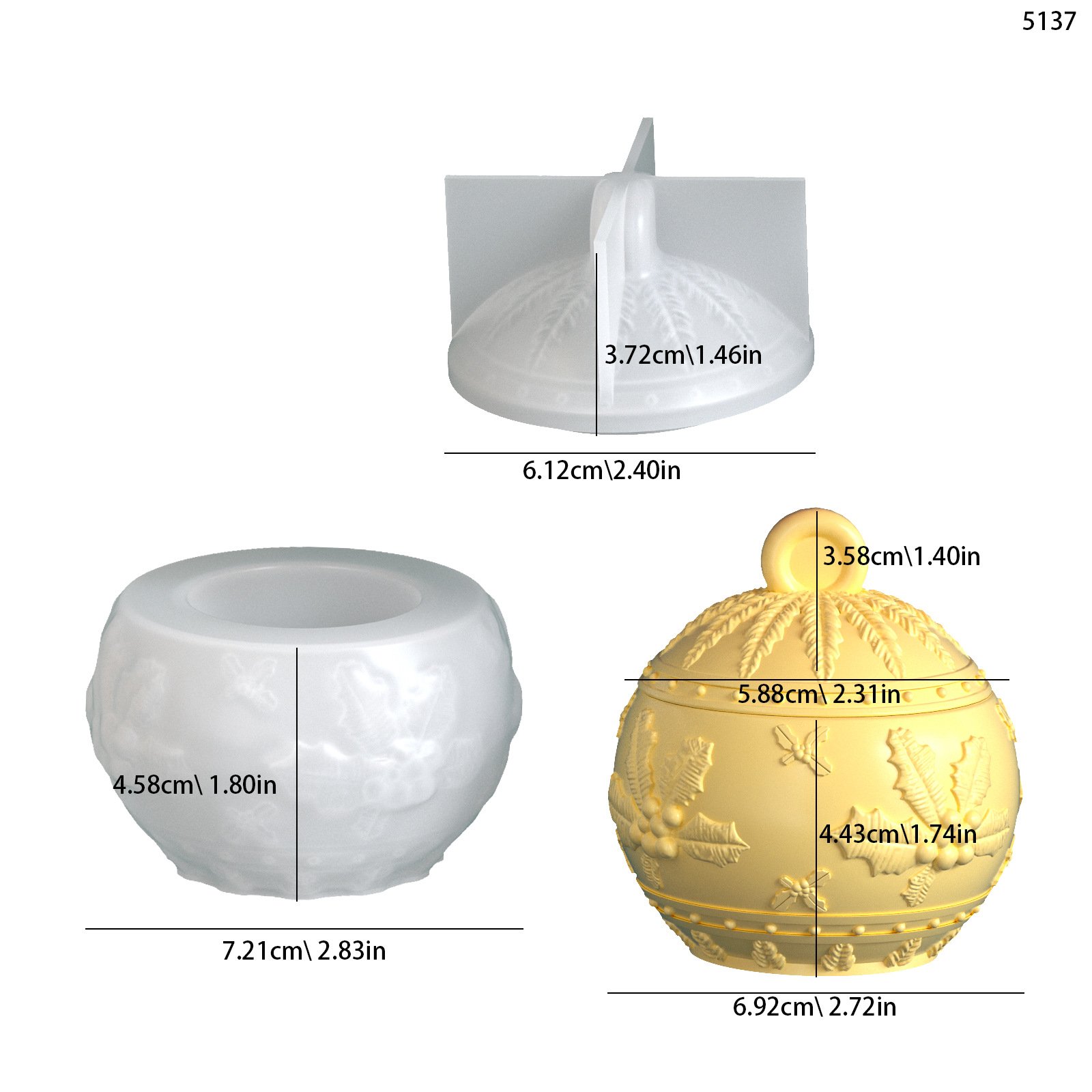 Vedini Concrete Embossed Berry Christmas Snowflake Storage Jar Silicone Mold JKB-3103 - Image 4