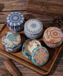 Mandala Tin Container Multicolor-170 ml(Pack of 4)