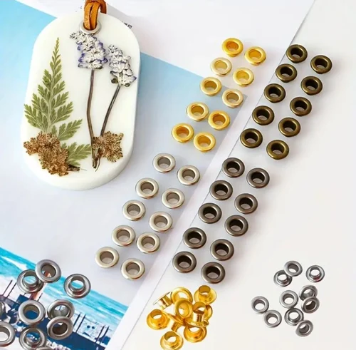 Vedini Metal Eyelet Buckle – Pack of 100pcs | Durable Metal Eyelets for Leathercraft, Garment, Bags, DIY Accessories & Craft Projects