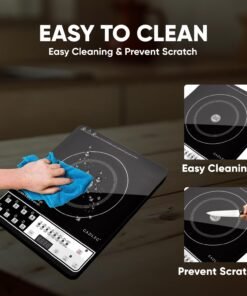Cadlec CookEase 2000W Induction Cooktop | 8 Cooking Modes, Auto Shut-Off, Over-Heat Protection, LED Display, BIS Approved, 2-Year Warranty | Black