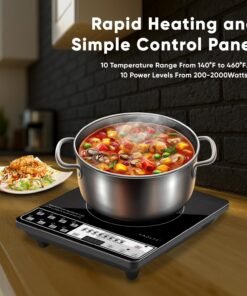 Alternative view of Cadlec CookEase 2000W Induction Cooktop | 8 Cooking Modes, Auto Shut-Off, Over-Heat Protection, LED Display, BIS Approved, 2-Year Warranty | Black