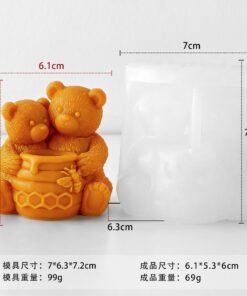 Vedini Double Bear Honey Pot Mold JKB-3181